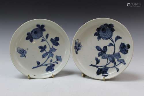 Pair of Japanese Blue and White Dishes