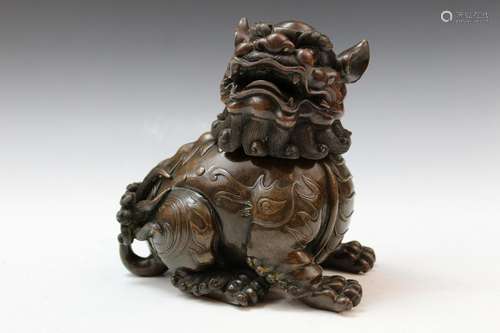 Chinese Bronze Foo Dog Incense Burner