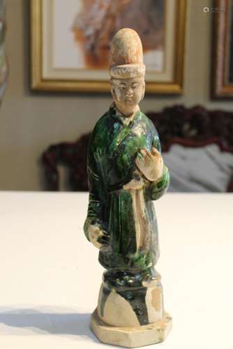 Chinese Green Glazed Pottery Figure