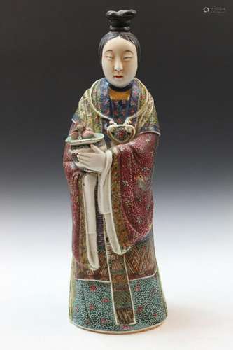 Chinese Famille Rose Porcelain Figure of a Lady