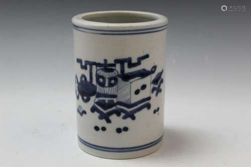 Chinese Blue and White Porcelain Brush Holder