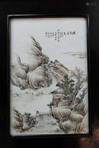 Framed Chinese Porcelain Plaque (without Stand)
