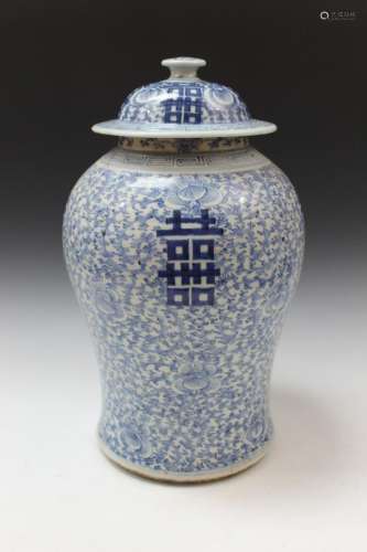 Chinese Blue and White Temple Jar