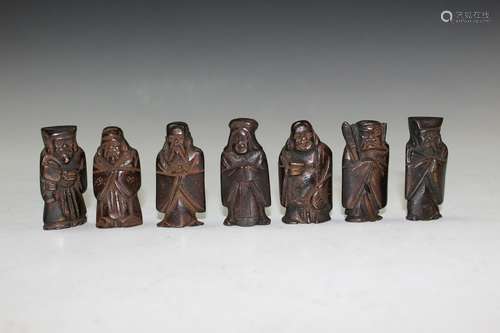 Seven Japanese Bronze Figurines