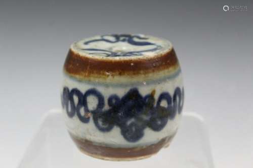 Chinese Barrel Shaped Porcelain Incense Holder