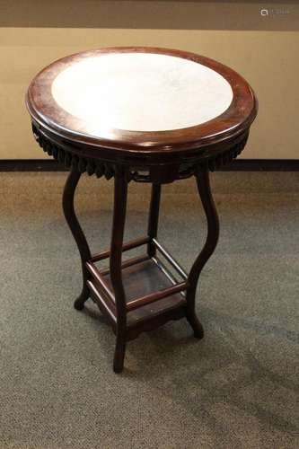 Marble Top Chinese Rosewood Side Table