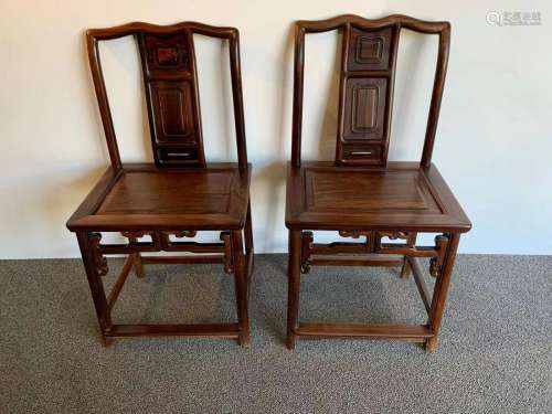 Pair of Chinese hardwood chairs.