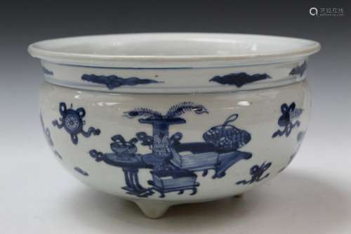 Chinese Blue and White Porcelain Incense Burner