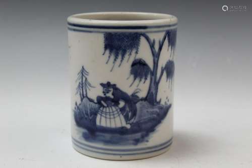 Chinese Blue and White Porcelain Brush Pot