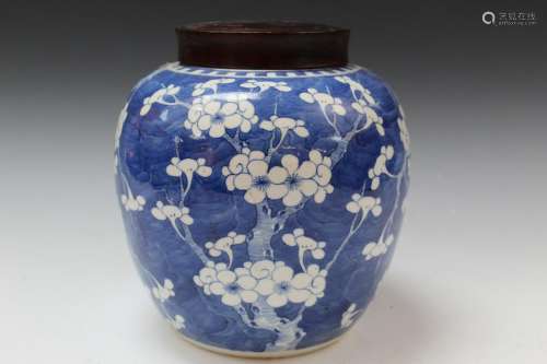 Chinese Blue and White Plum Flowers Porcelain Jar,