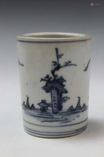 Chinese Blue and White Porcelain Brush Pot