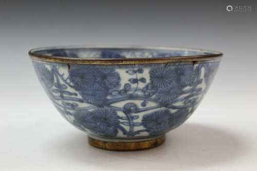 Chinese Blue and White Porcelain Bowl, Ming Period