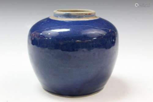 Chinese Blue Glazed Porcelain Jar