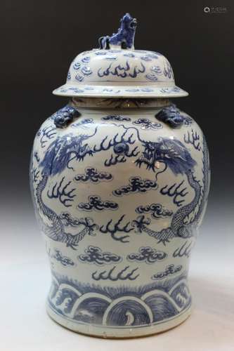 Chinese Blue and White Monumental Porcelain Jar