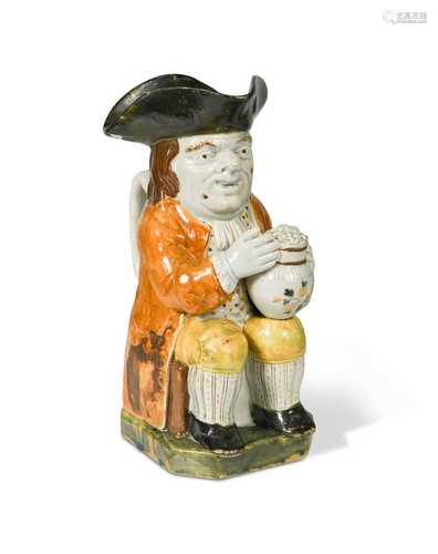 A Prattware Toby jug, circa 1810,