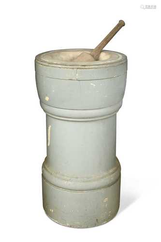 A Victorian floor standing painted wood and marble pestle an...