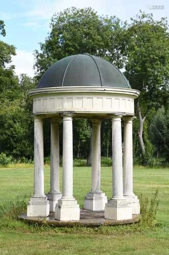 A painted fibreglass classical temple,