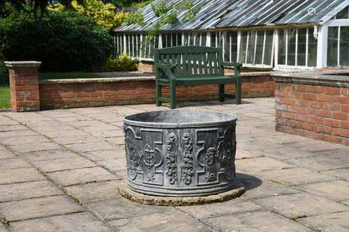 A circular lead planter, 20th century,