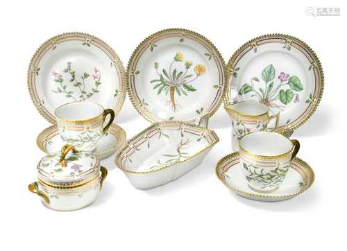 A Royal Copenhagen Flora Danica tea service for ten,