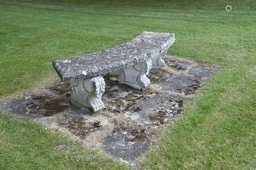 A reconstituted stone bench, 20th century,