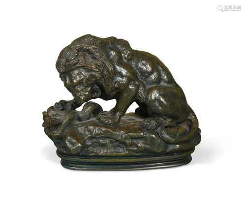 Antoine-Louis Barye (French, 1796–1875), Lion au Serpent No....