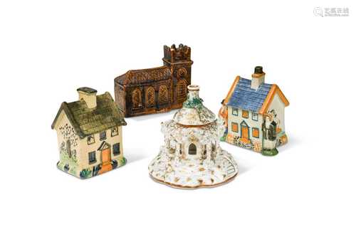 A Prattware cottage money box, circa 1820,