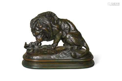 Antoine-Louis Barye (French, 1796–1875), Lion au Serpent No....