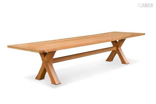 An oak refectory table, modern,