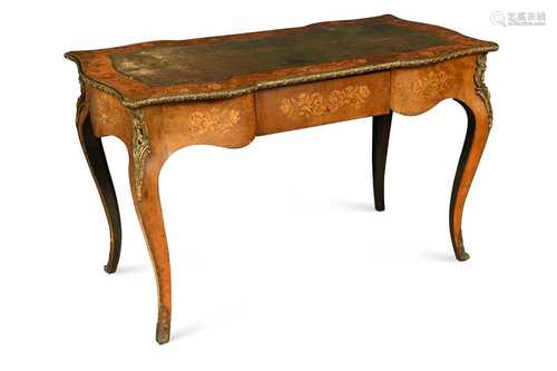 A mid-Victorian walnut marquetry writing table,