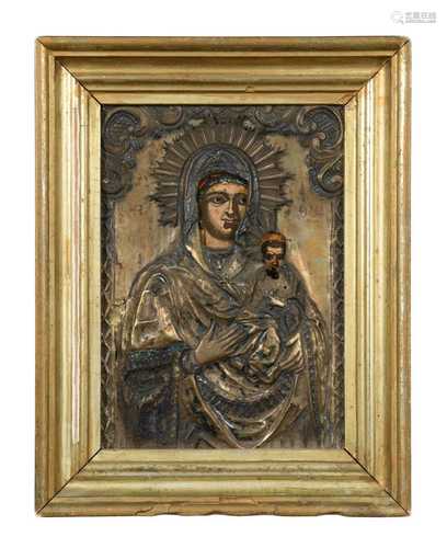 A Russian Orthodox Icon of the Madonna and Child, probably 1...