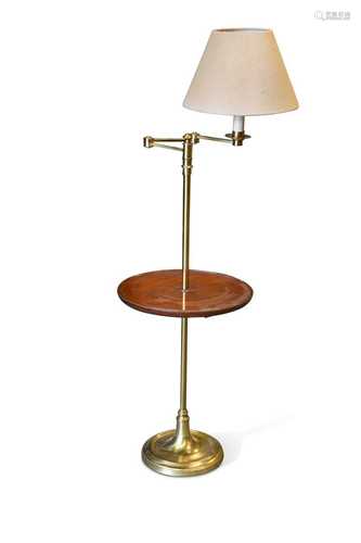 A mahogany and brass adjustable floor lamp, 20th century,