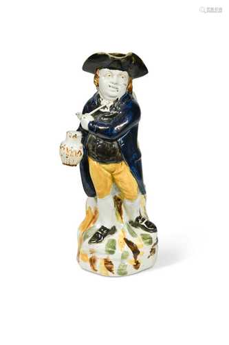 A pearlware Hearty Good Fellow Toby jug, circa 1820,