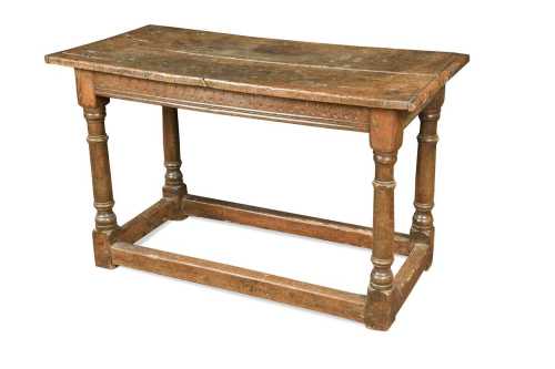 An oak side table, 18th century and later,