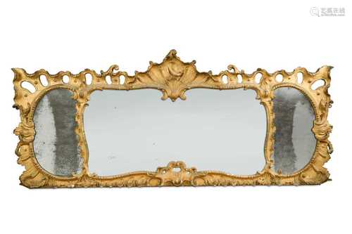 A George III carved giltwood and gesso overmantle mirror, la...