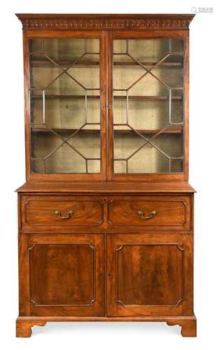 A George III mahogany secretaire bookcase,