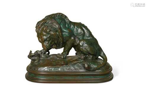 Antoine-Louis Barye (French, 1796–1875), Lion au Serpent No....