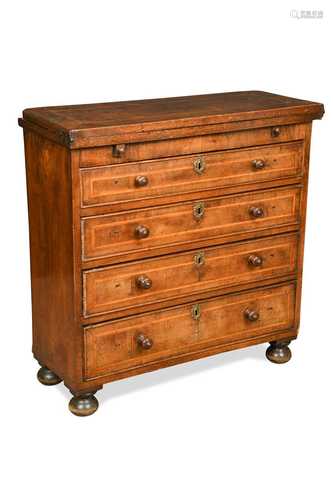 A walnut bachelor’s chest, 18th century and later,