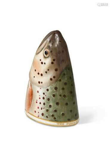 A Derby trout head stirrup cup, circa 1810,