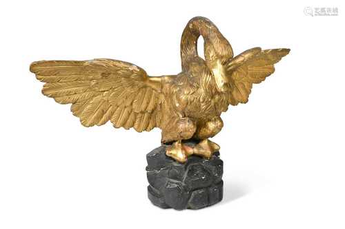 A carved gilt wood model of a swan, late 19th century,