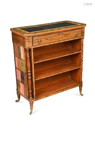 A Regency rosewood double-sided library dwarf bookcase,