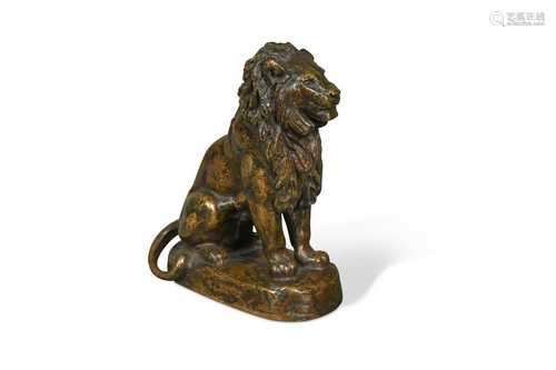 Antoine-Louis Barye (French, 1796–1875), Lion Assis No. 4 (E...