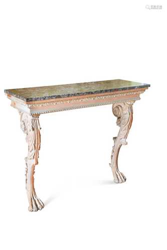 A carved pine pier table, 18th century and later,