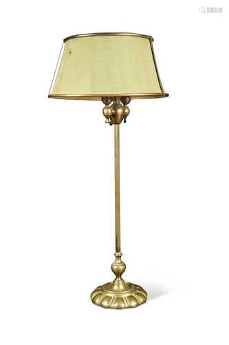 A brass twin light student's lamp, early 20th century,