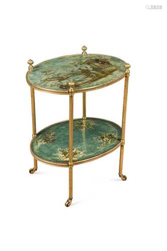 A brass two-tier table, 20th century,