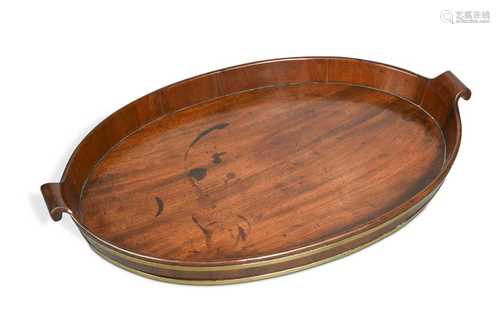 A George III mahogany oval tray,