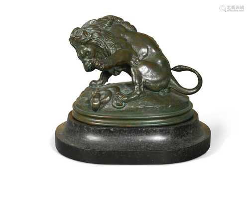 Antoine-Louis Barye (French, 1796–1875), Lion au Serpent No....