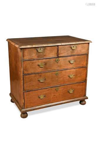 A walnut chest, early 18th century,