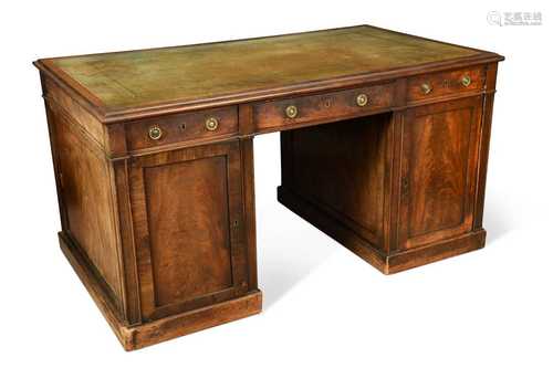 A George III mahogany pedestal desk,