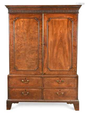 A George III mahogany linen press,