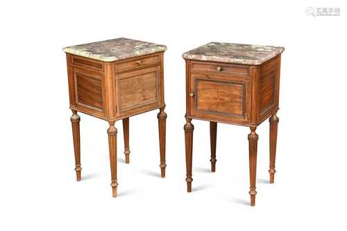 A pair of mahogany bedside tables, early 20th century,